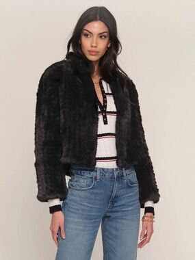 Heartloom Black Faux Fur Cropped Jacket